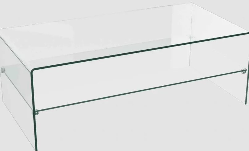 Atena Couchtisch Glas mit Ablage Couchtische