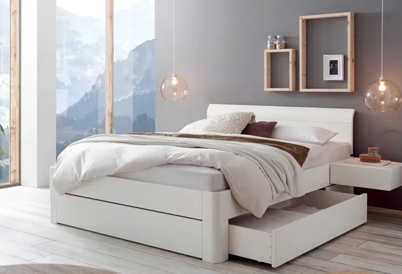 Online Bellissimo Holzbett mit Stauraum Massivholzbett