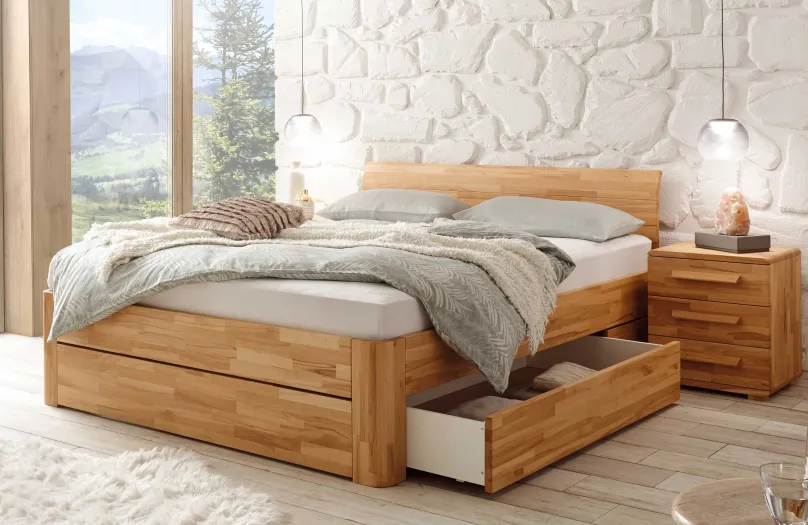 Online Bellissimo Holzbett mit Stauraum Massivholzbett