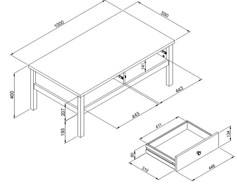 Clearance Bergen Couchtisch Landhaus Couchtische