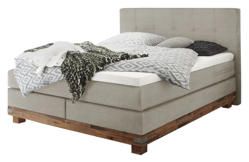 Discount Boston Boxspringbett mit Holzrahmen Boxspringbett