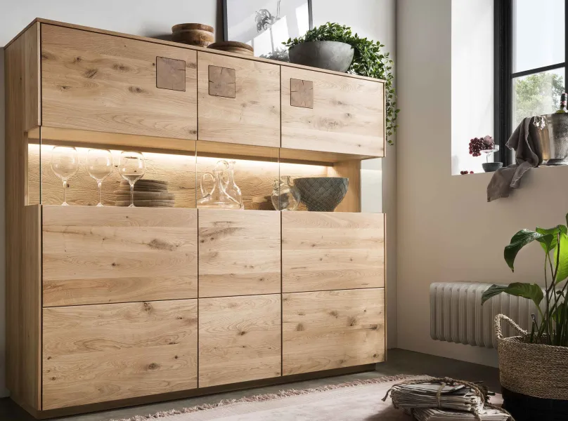 Outlet Davos Highboard Massivholz wildeiche Highboards|Anrichten