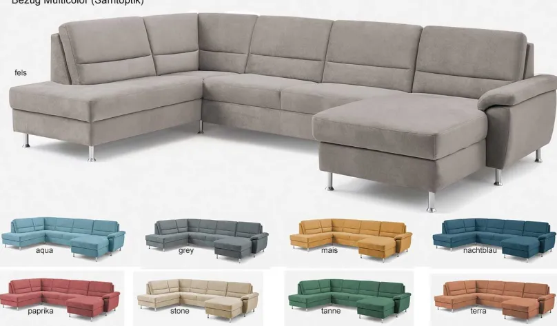 Hot Dietsch Onyx Wohnlandschaft wahlweise mit Schlaffunktion und Bettkasten Schlafsofa|Wohnlandschaft