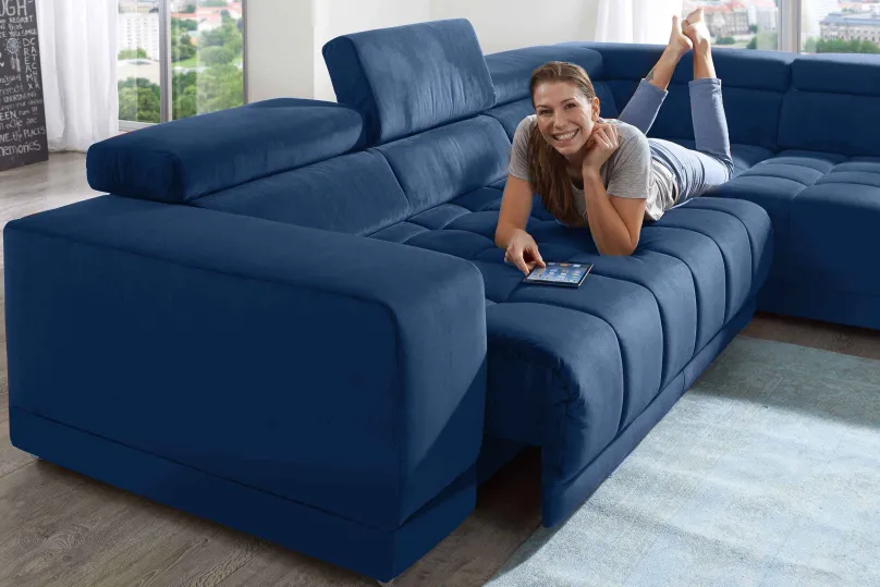 Best Ecksofa blau Samt Ecksofas