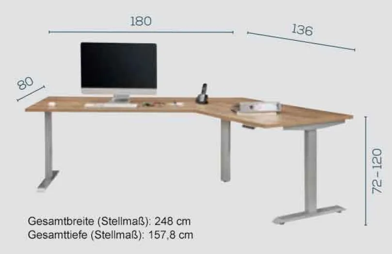 Clearance Edjust Eckschreibtisch höhenverstellbar Schreibtische