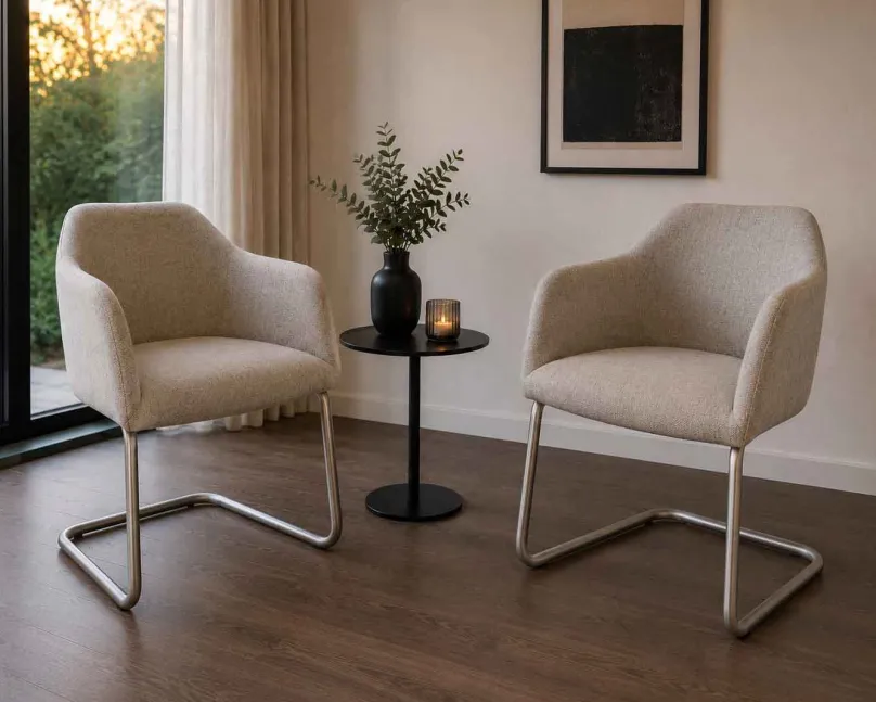 Clearance 2er Set Schwingsessel beige Schwingstühle|Stühle