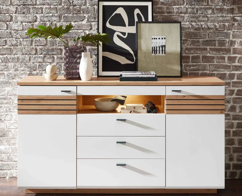 Discount Fresno Sideboard weiß eiche Sideboards|Anrichten