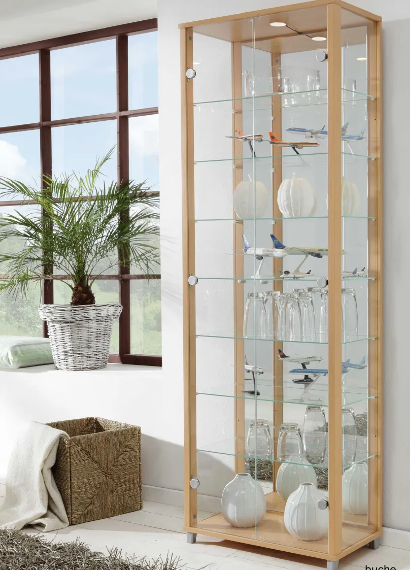 Outlet Glas Vitrine Holz verschiedene Farben Vitrinen|Glasvitrinen