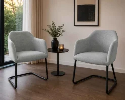 Outlet Grauer Schwingsessel 2er Set Schwingstühle|Stühle