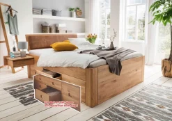 Holzbett mit Schubladen wildeiche Massivholzbett