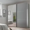 Discount Includo Kleiderschrank grau mit Spiegel Schwebebetürenschränke