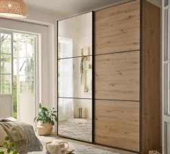 Discount Includo Kleiderschrank mit Spiegel eiche Schwebebetürenschränke