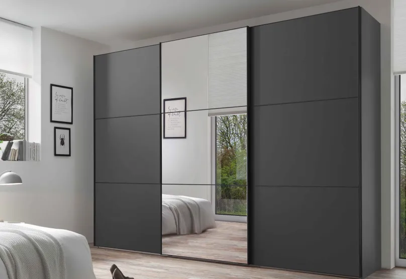 Discount Includo Kleiderschrank mit Spiegel Schwebebetürenschränke
