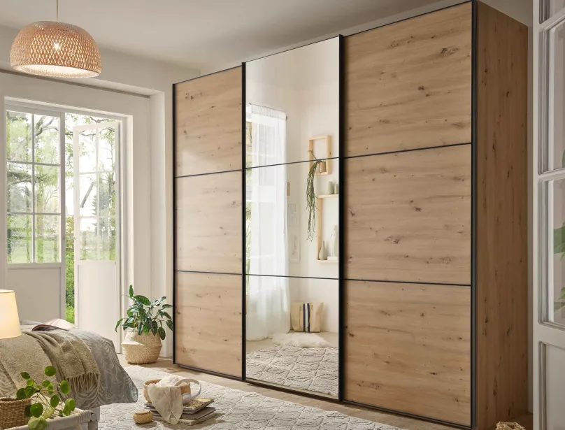 Discount Includo Kleiderschrank mit Spiegel Schwebebetürenschränke