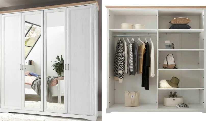 New Jasmin Landhaus Kleiderschrank Drehtürenschränke