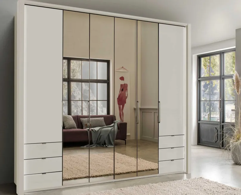 Outlet Kansas Kleiderschrank mit Schubladen 250 cm Falttürenschränke