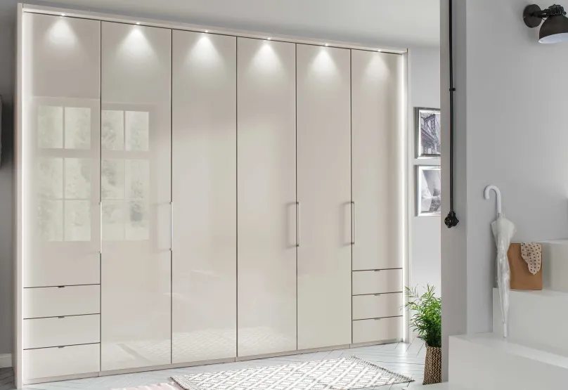 Outlet Kansas Kleiderschrank mit Schubladen 250 cm Falttürenschränke