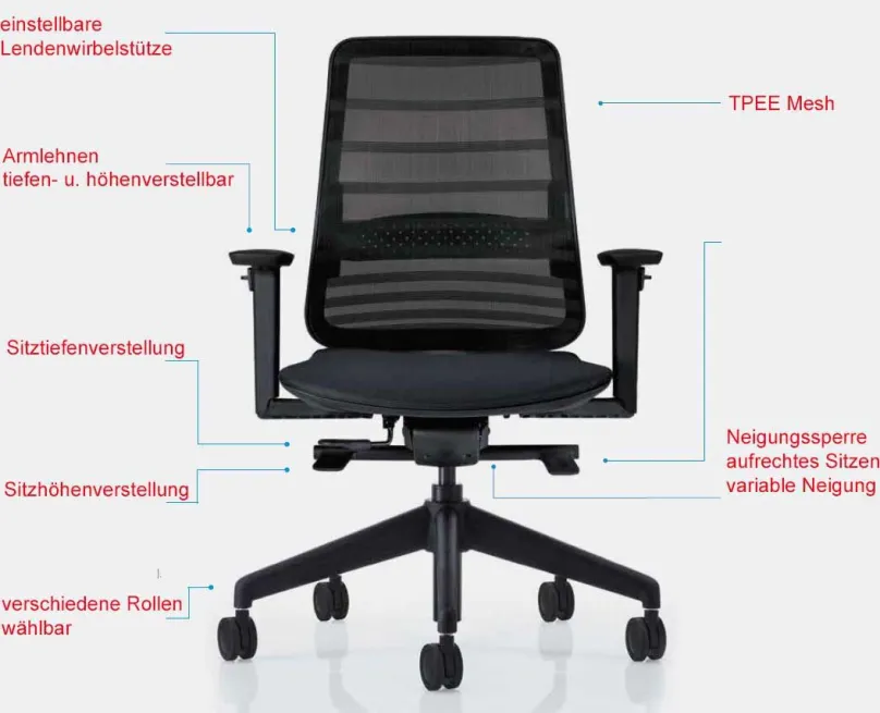 Best Koplus Tonique ergonomischer Bürosessel schwarz mit vielen Funktionen Bürostühle Ergonomisch