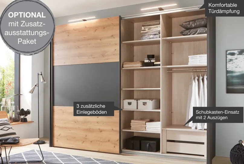 Clearance Korfu 2 türiger Schwebetürenschrank Schwebebetürenschränke