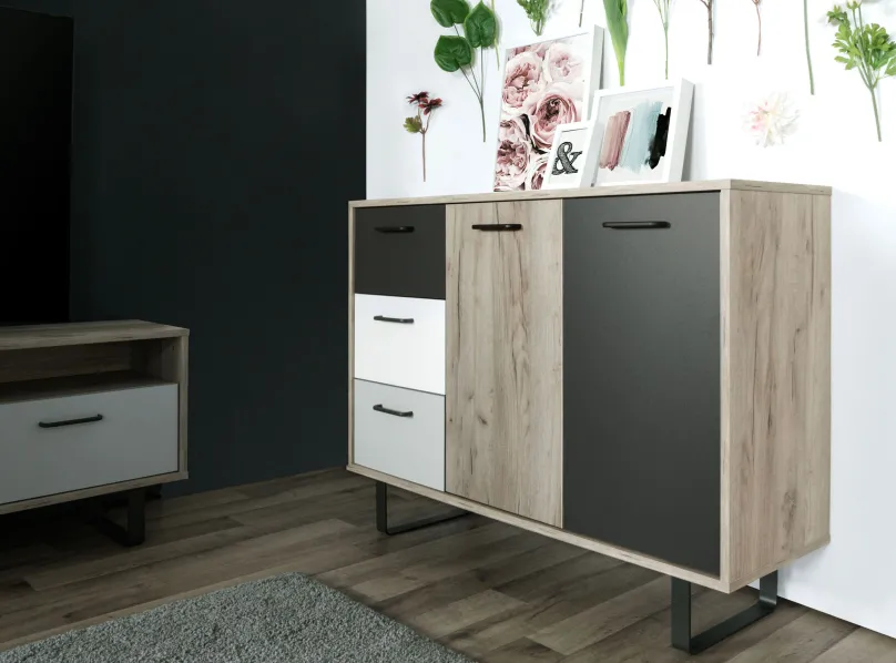 New Orlando günstige Kommode 120 cm mit Schubkästen u. Türen Sideboards|Anrichten