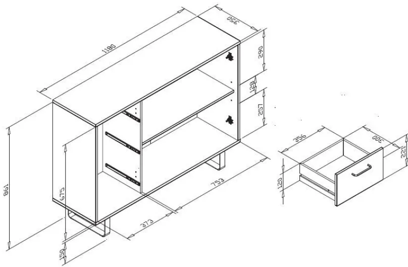 New Orlando günstige Kommode 120 cm mit Schubkästen u. Türen Sideboards|Anrichten