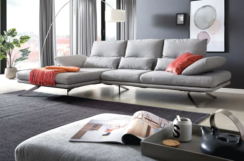 Outlet Phoenix Sofa mit Ottomane Ecksofas