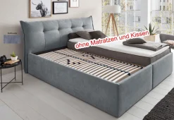 Discount Polsterbett grau 160x200 mit Bettkasten Polsterbett