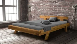 Best Powerwood rustikales Balkenbett massiv Eicheoptik Massivholzbett