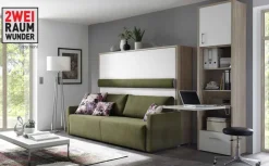 2RaumWunder Querklappbett mit Sofa Schrankbett