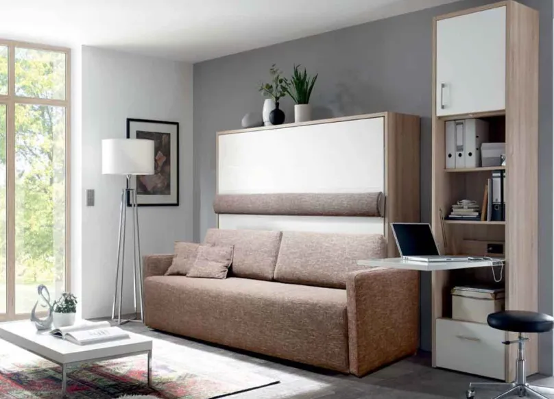 2RaumWunder Querklappbett mit Sofa Schrankbett