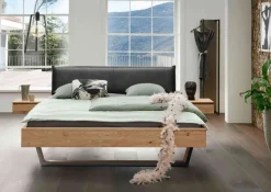 Outlet Redwood Holzbett mit Polsterkopfteil Massivholzbett