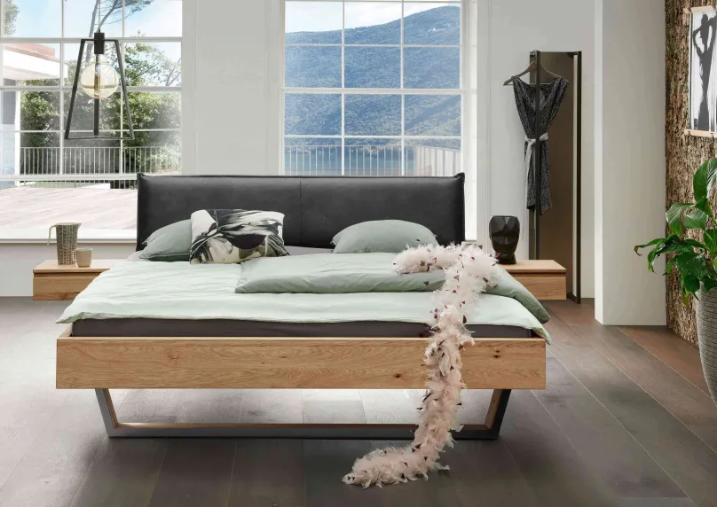 Outlet Redwood Holzbett mit Polsterkopfteil Massivholzbett