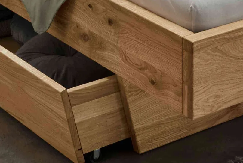 Outlet Redwood Holzbett mit Polsterkopfteil Massivholzbett