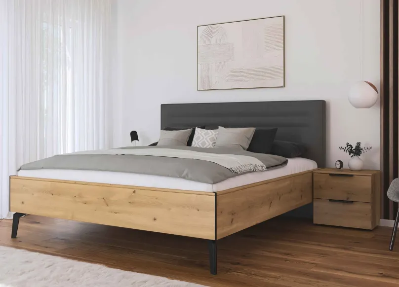 Hot Scale Bett eiche mit Polsterkopfteil Klassisches Bettgestell