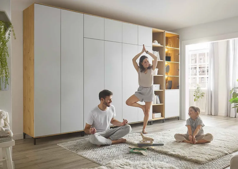 Smart & Clever Schrankwand mit Bett Schlafzimmer Komplett|Wohnwände