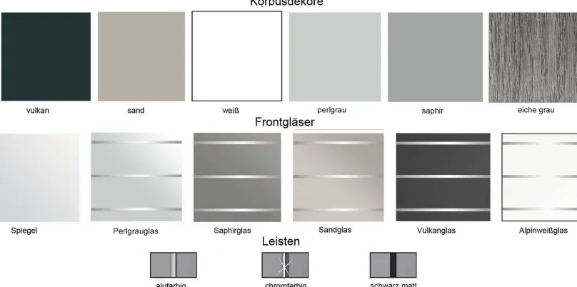 Best Sonate Como Kleiderschrank mit Spiegel B188 cm Schwebebetürenschränke