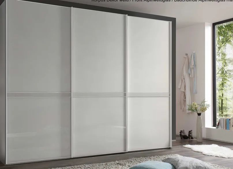 Online Sonate Pesaro Kleiderschrank Glasfront B249 cm Schwebebetürenschränke