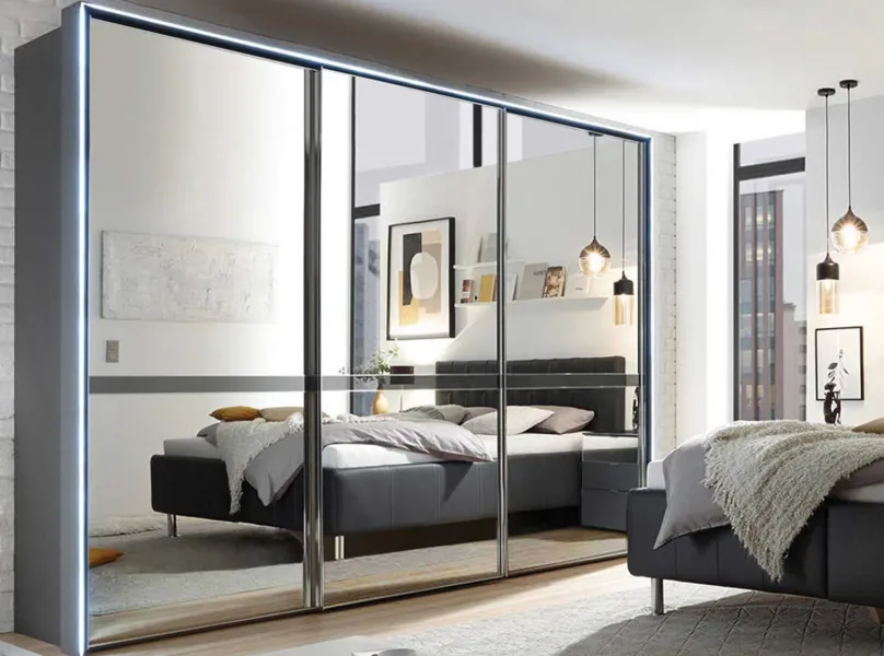 Online Sonate Pesaro Kleiderschrank Glasfront B249 cm Schwebebetürenschränke