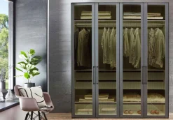 Clearance Split Kleiderschrank Glas durchsichtig Drehtürenschränke