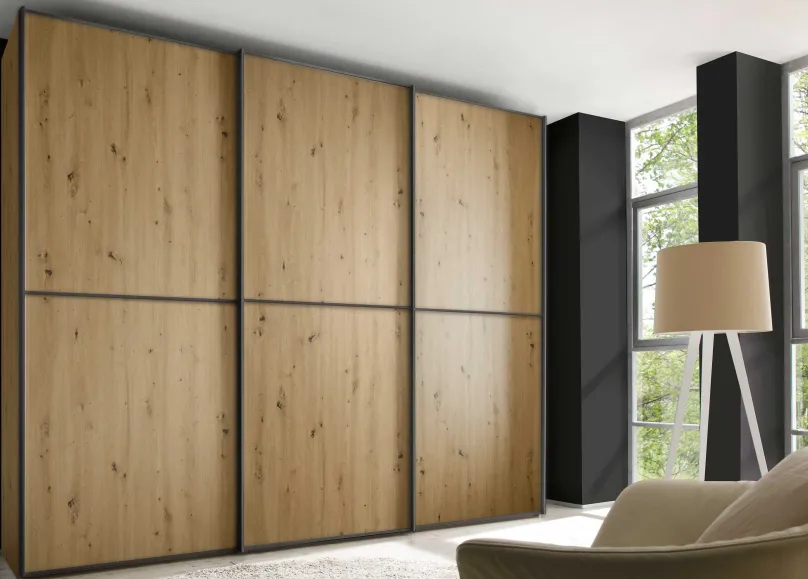 New Staud Sinfonie Plus Kleiderschrank grau Schwebebetürenschränke