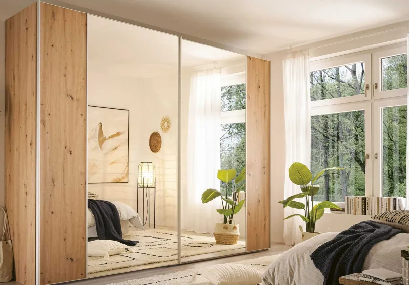New Staud Sonett Kleiderschrank mit Spiegel Schwebebetürenschränke