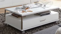 Trento Couchtisch weiß mit Schublade Couchtische