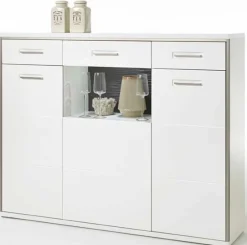 Best Trento Highboard weiß Hochglanz Highboards|Buffetschränke