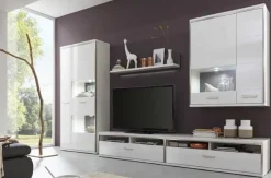Discount Trento Wohnwand Hochglanz weiß Wohnwände