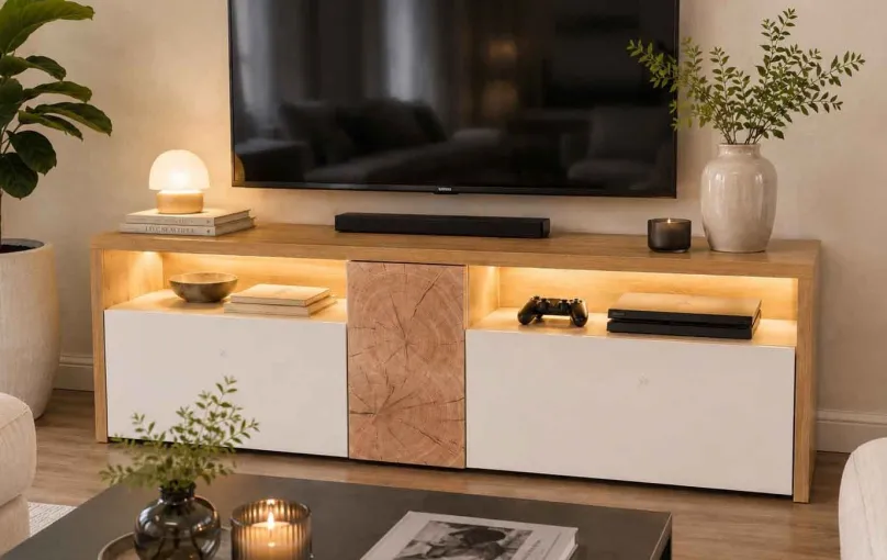 New TV Lowboard weiß eiche Tv Möbel