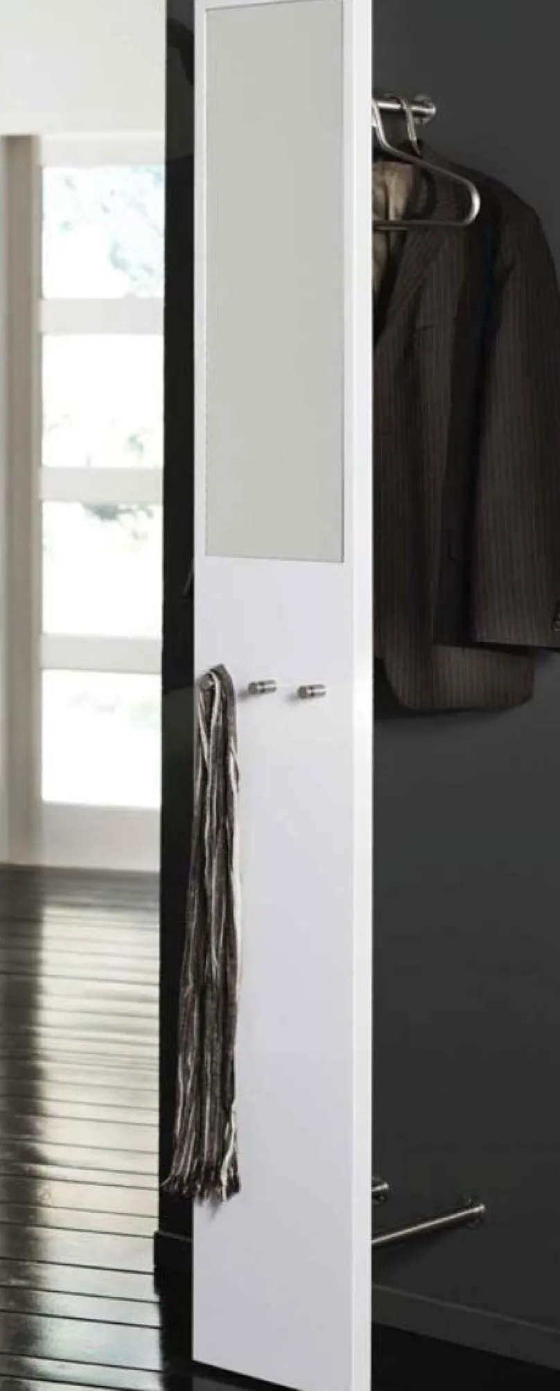 New Wandgarderobe mit Spiegel weiß Hochglanz Garderobenpaneel|Fluspiegel
